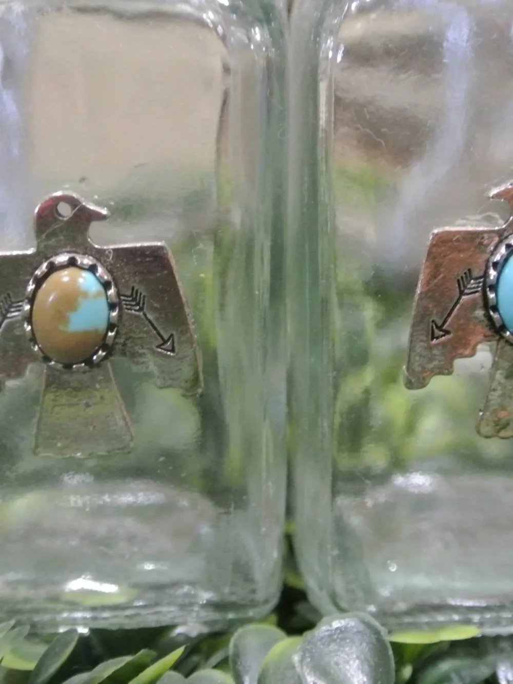 HANDMADE THUNDERBIRD WITH TURQUOISE SALT AND PEPPER SHAKERS